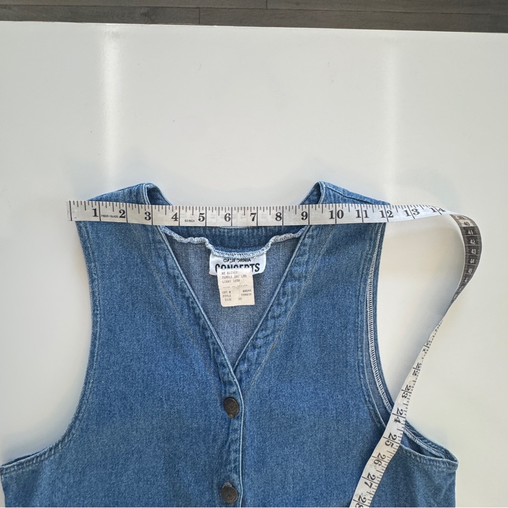 90s Y2K VTG California Concepts Denim Button Front Jumper  Floral Embroider - Picture 6 of 12